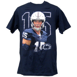 navy short sleeve t-shirt with Drew Allar #15 Penn State football player likeness